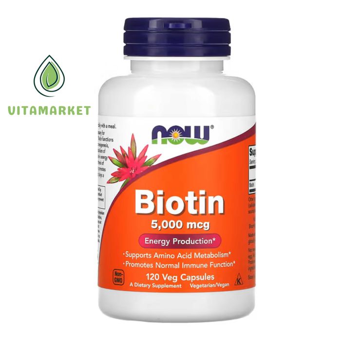 Vitamin BIOTIN, NOW Foods, Биотин, 5,000 mcg, 120 Capsules
