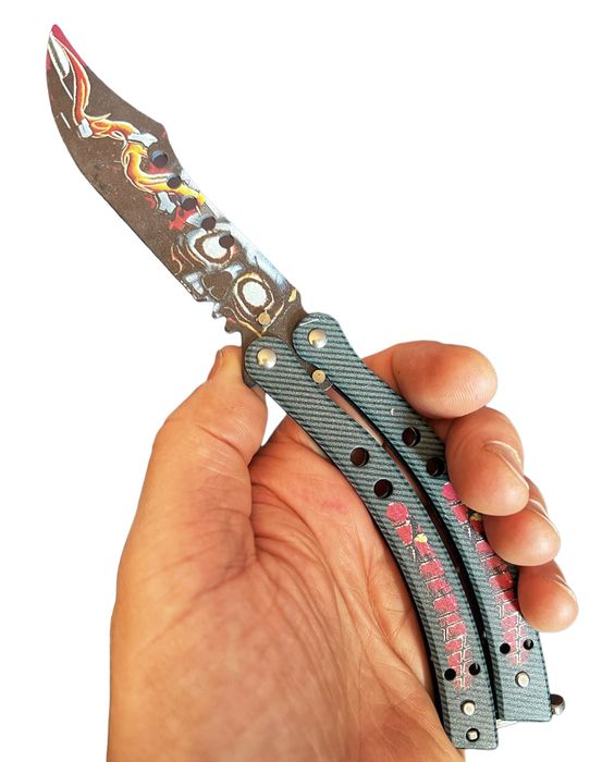 тренировъчен нож пеперуда CS GO БЕЗОПАСЕН за ДЕЦА+калъф за колан !!!