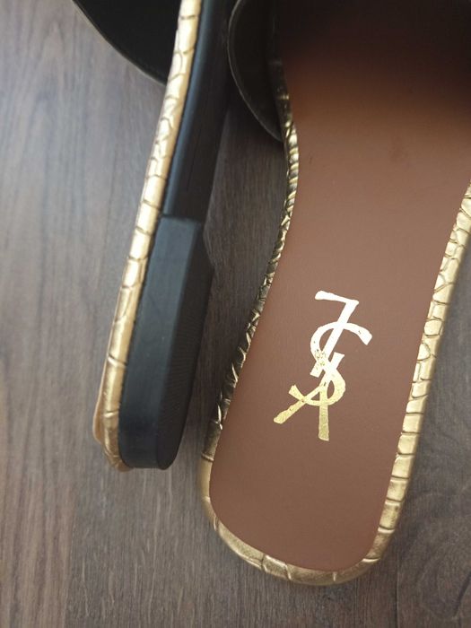 Чехли YSL, размер 40, златен, еко кожа