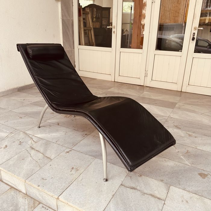 Датски релакс шезлонг от 90-те,естествена кожа,Дания