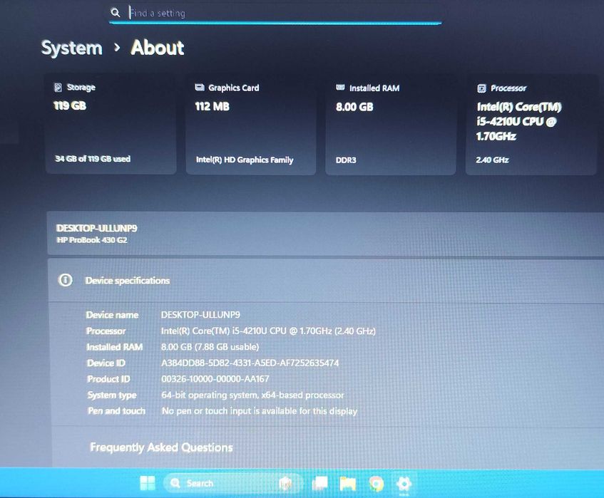 Hp ProBook 430G2-intel i5/8ram