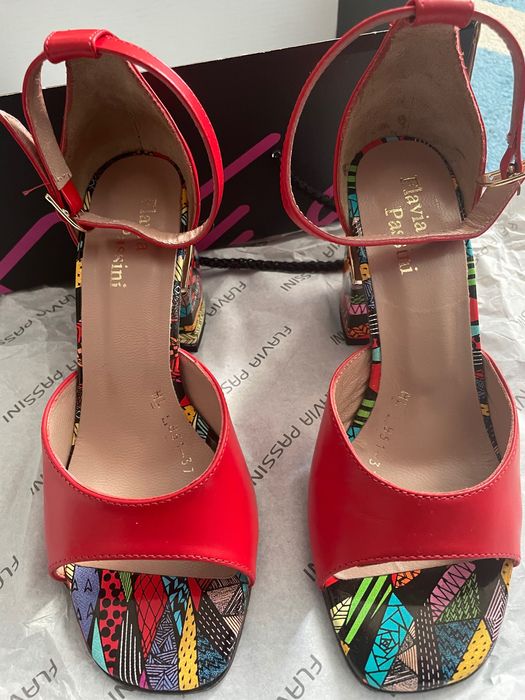 sandale rosii elegante Flavia Passini, din piele, marimea 37