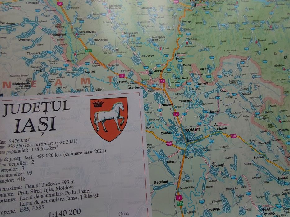 Harta județului Iași 140x200