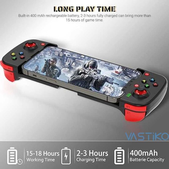 Controller de Gaming Jocuri pentru Telefoane VASTiKO - Compatibil Android iOS, Windows, Bluetooth 5.0, Design Ergonomic, Suport Retractabil