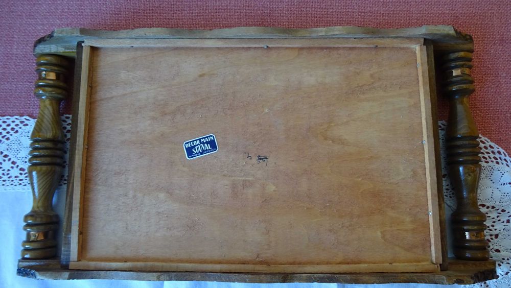 Ръчно рисувана дървена табла за сервиране Елзаски декор Вентидж.