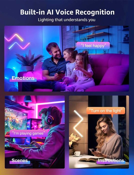 Интелигентна стенна лампа Lepro WL1, синхронизация, 6 бр. с 2 ъгъла