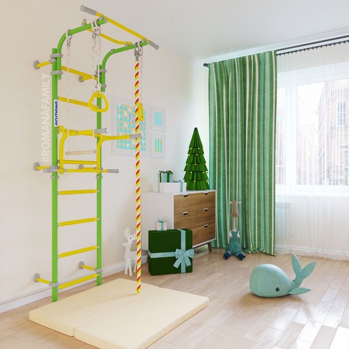 Фантастическая Шведская стенка ROMANA Next1 Цвет Зеленое яблоко Турник
