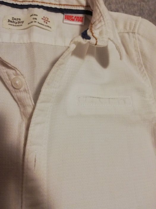 Vand camasi albe Zara Baby, bumbac, marimile 74 cm și 86 cm