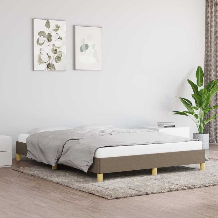 Cadru de pat fără saltea, material textil gri taupe, 140x190 cm VidaXL