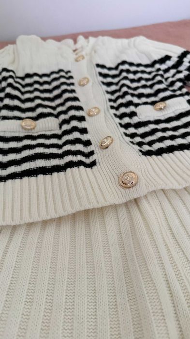 Плетен комплектт бяло и черно