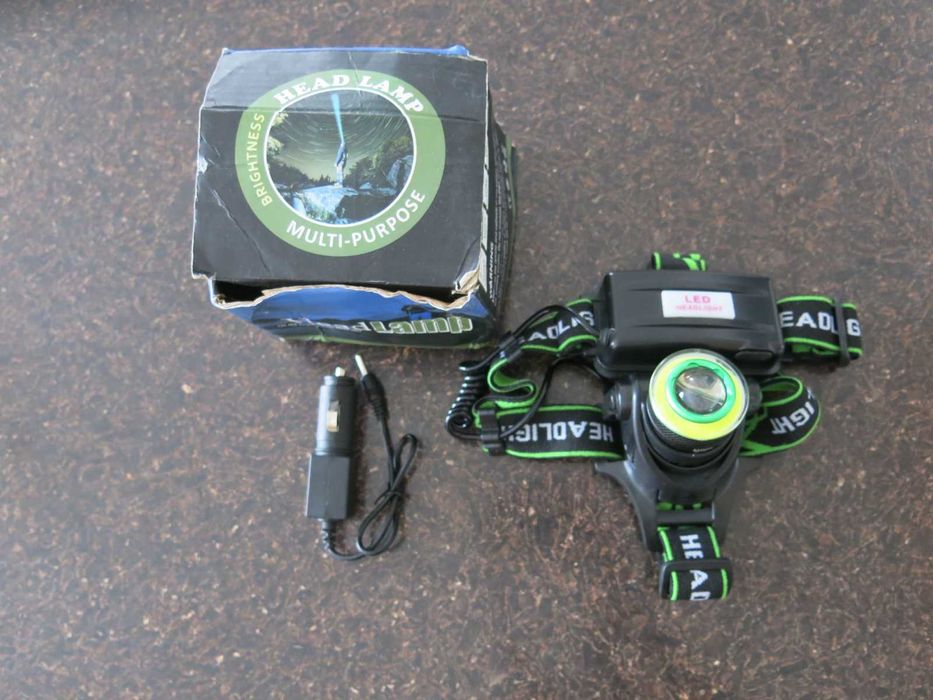 LED челник със зарядно за кола