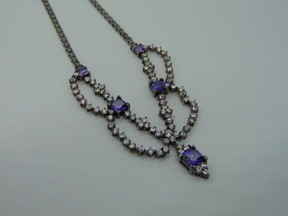 Elegant colier din argint cu zirconiu si ametist