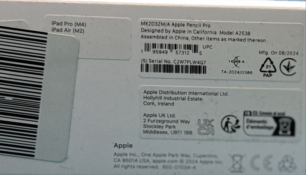 НОВО!!! Apple Pencil Pro (модел A2538)