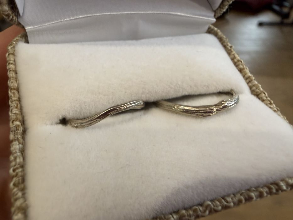 Set verighete + inel de logodna aur alb 14k si moissanite