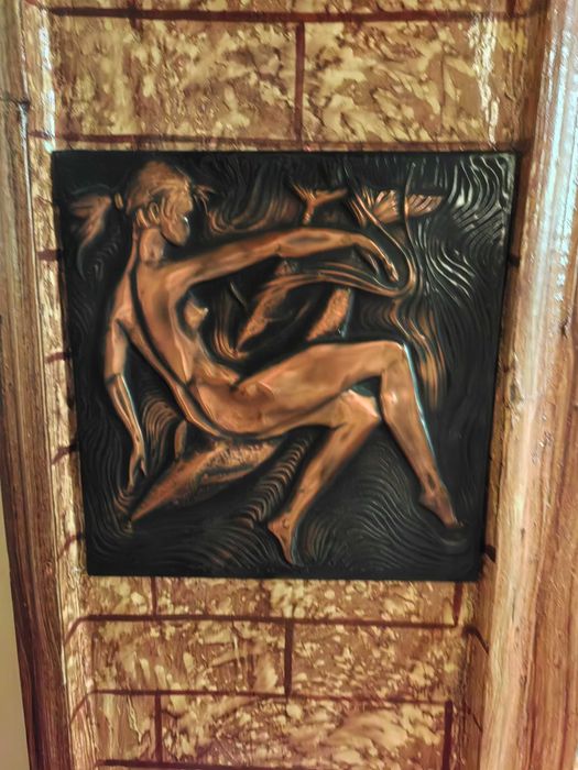 Панно чеканка , солома