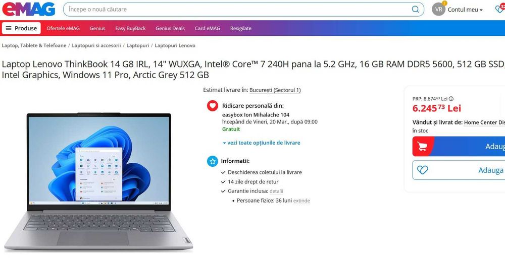 Lenovo ThinkBook 14 G9 SIGILA Intel Core 7 240H 16GB 512SSD 14" 400Nit