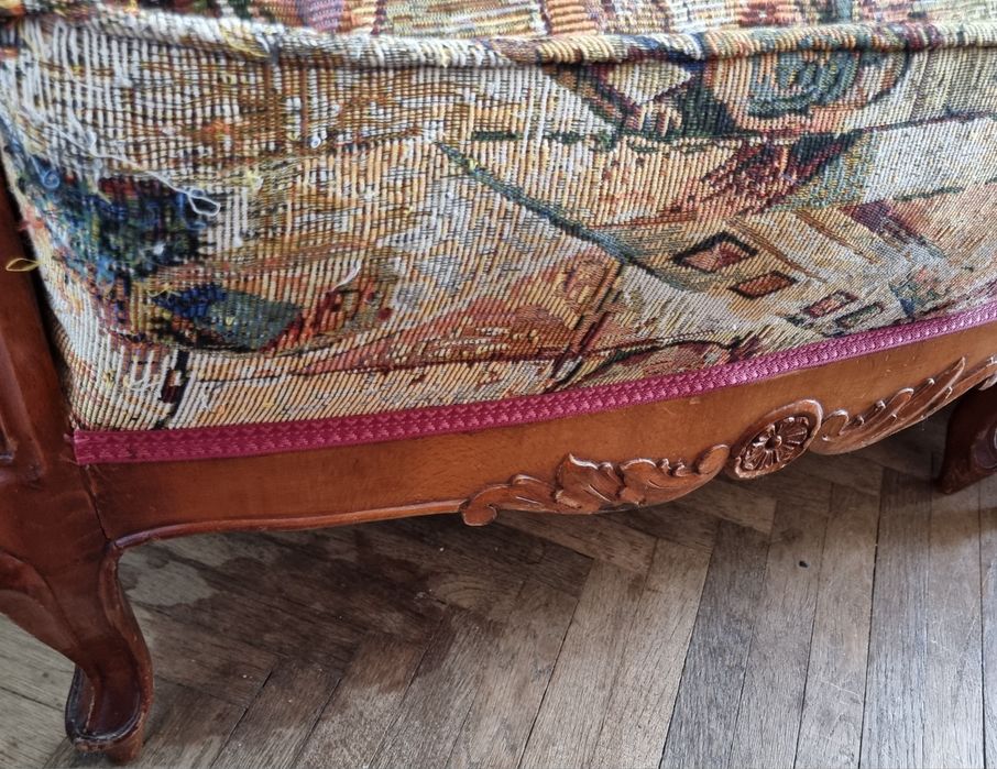 Set clasic lemn sculptat canapea și fotolii