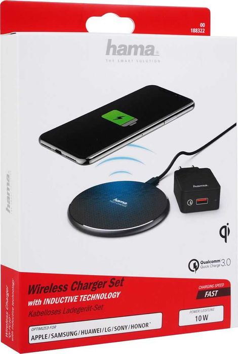Incarcator Wireless telefon smartwatch Hama Qi-Fc10 Fast charge 3.0