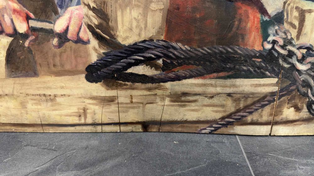 Pictura germana veche "Fata de pe Rin" - 85x58 cm