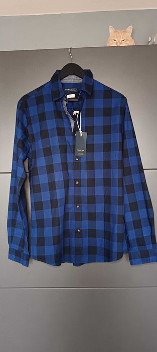 Нова мъжка риза Jack and Jones размер М в син цвят
