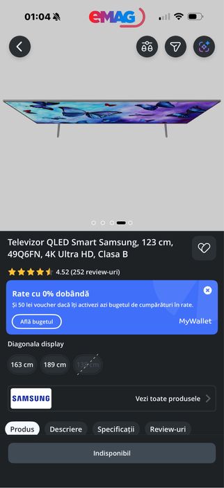 Vand tv samsung 123cm