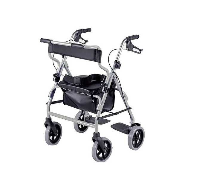 Сгъваема проходилка NRS Healthcare 2в1 Ролаторен и транспортен стол M58203 алуминиева