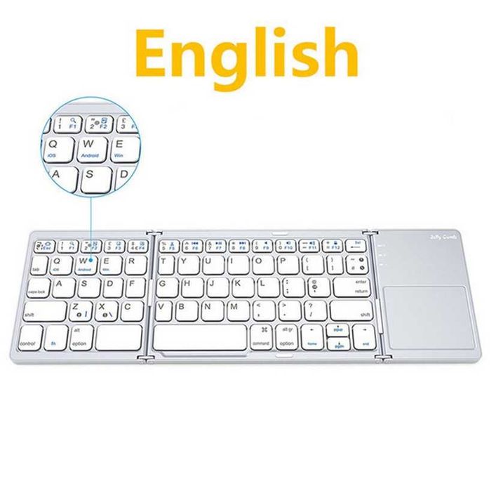 Клавиатура STELS V10, Мини,Сгъваема,Блутут,Тъчпад,Универсална,Алуминий