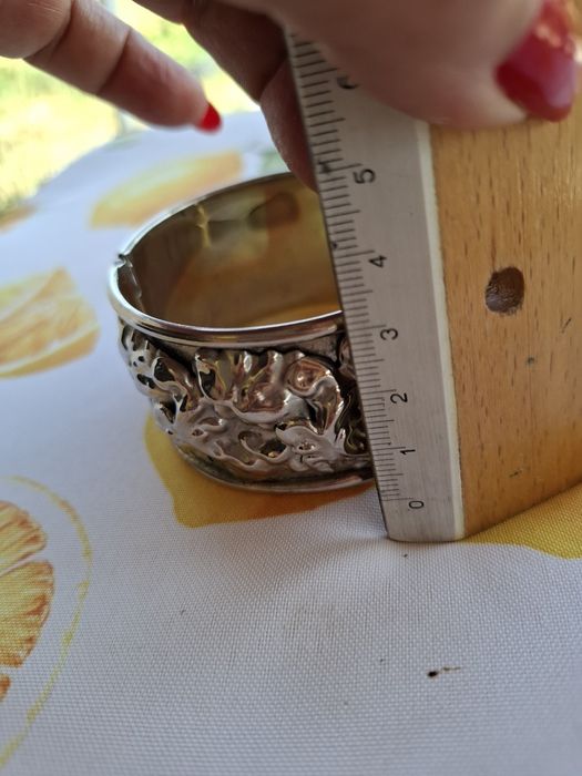 Bratara tribala  alpaca argintata interior 6 cm  lățime 3 cm