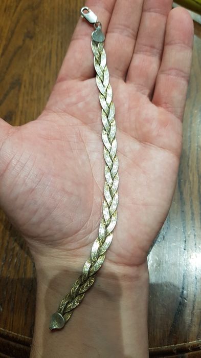 C Superbă bratara argint 925 Italy aurita,model impletit deosebit