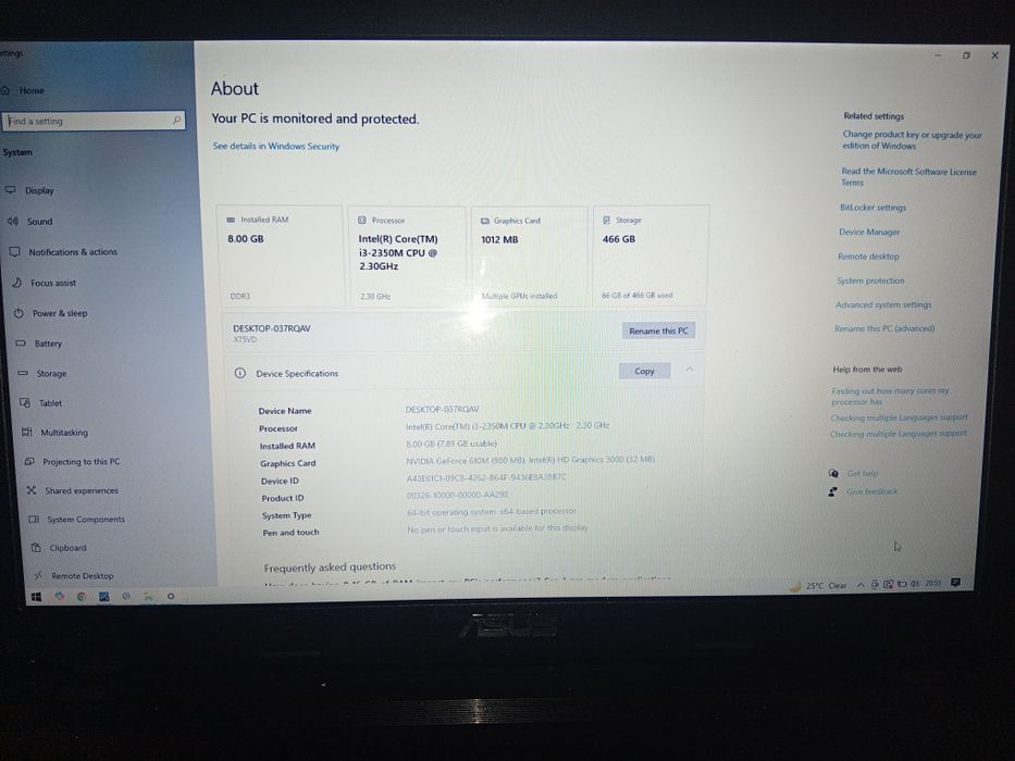 Asus    X  75  V