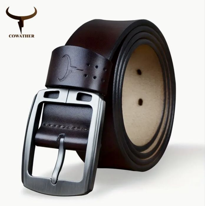 Мъжки, Спортни кожени колани /Черна и кафява луксозна естествена кожа!