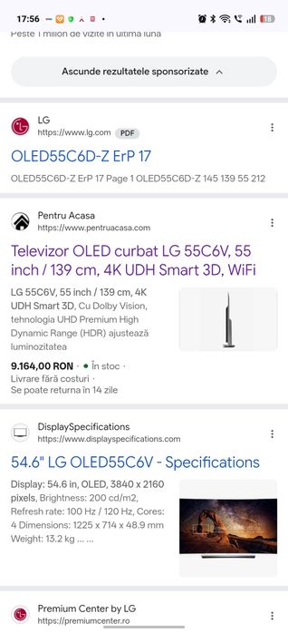 OLED LG curbat, gama premium