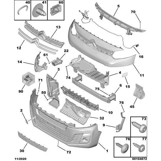 Traversa suport bara de protectie fata Citroen Jumpy/Spacetourer, 06.2016-; Fiat Scudo, 12.2021-; Opel Vivaro, 03.2019-; Zafira Life, 08.2019-; Peugeot Expert/Traveller, 06.2016-; Toyota Proace/Verso, 06.2016-12.2023, original, inferior