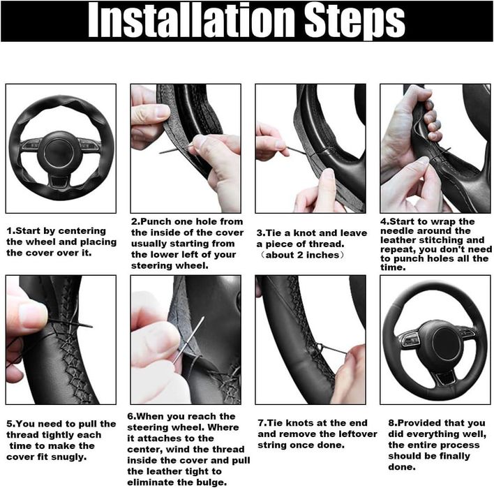 калъф за волан шиещ 39-41см от 1 секция естествена кожа черен ...