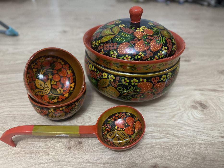 Набор деревянной посуды Хохлома