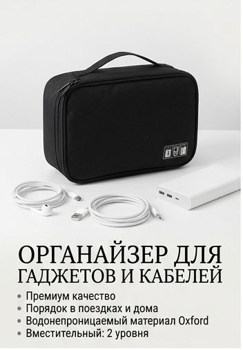 Премиум Органайзер для гаджетов и кабелей (2 уровня) – Влагозащитный