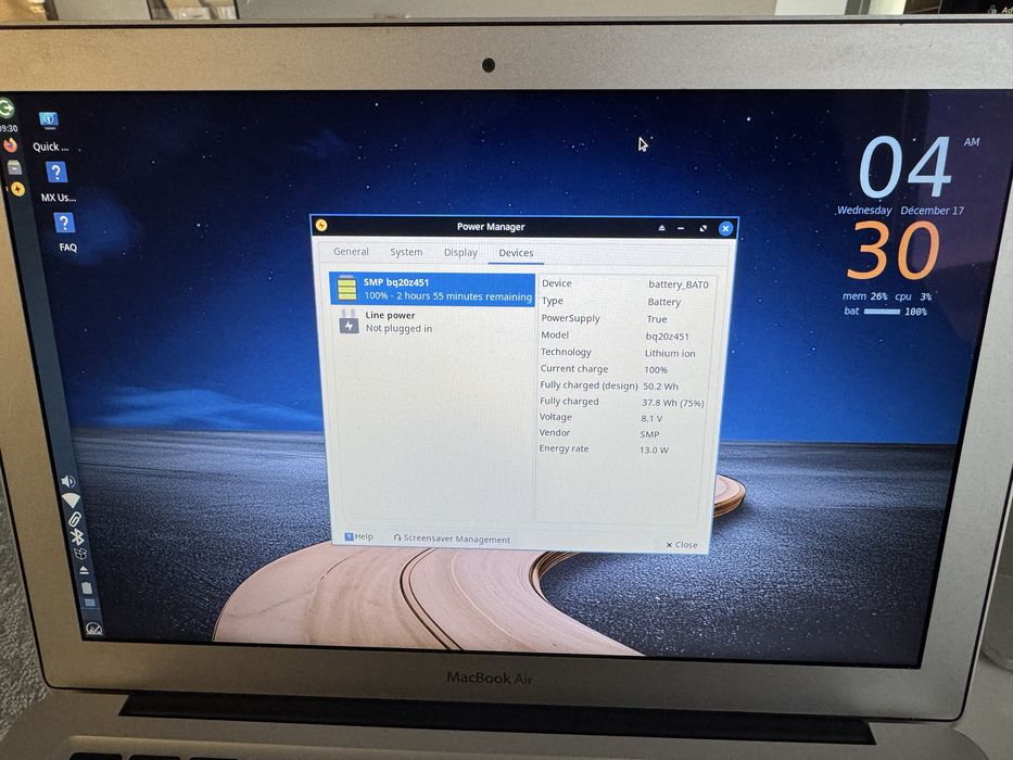 Macbook Air Late 2010 cu MX LINUX