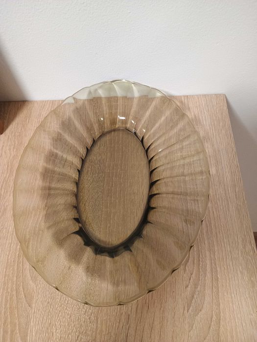 Farfurie bol servire sticla presata fumurie vintage retro