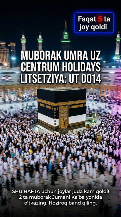 Centrum Holidays Umra Uzb Shayxontohur To'g'ri Reys Muborak Umra Paket