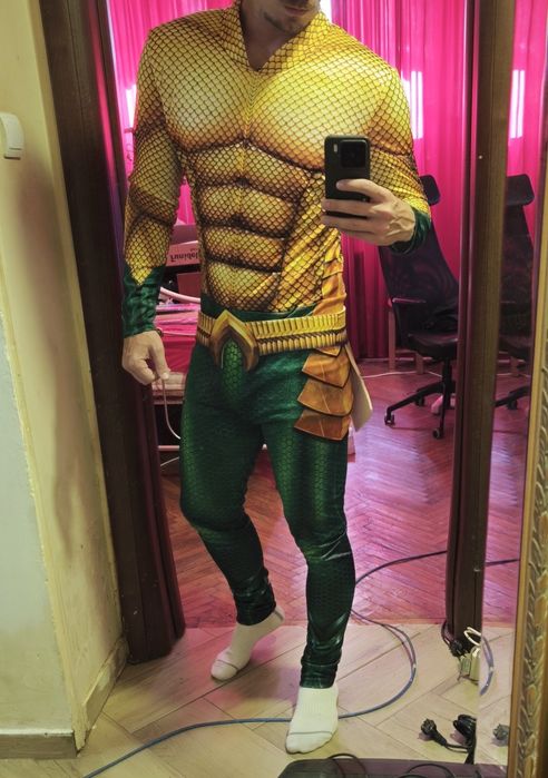 Costum Aquaman Adult Funidelia Marimea L + Trident DC Comics Halloween