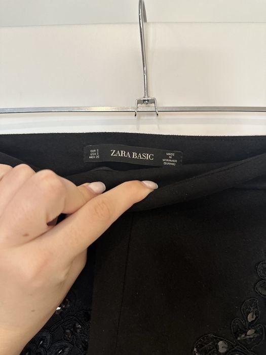Къси панталонки Zara велур S размер с висока талия