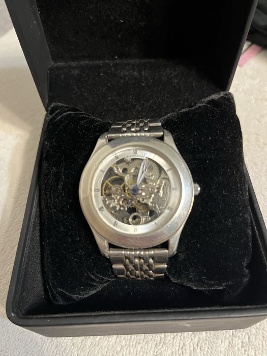 Серебренные часы, скелетон, механические, автоподзавод Baolishi