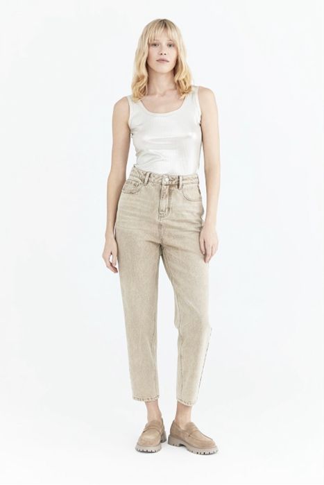 Женские джинсы мом mom на высокой посадке. Белые, бежевые. Турция. 26