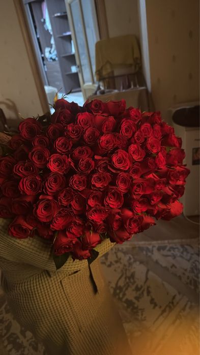 Красные розы 91 шт