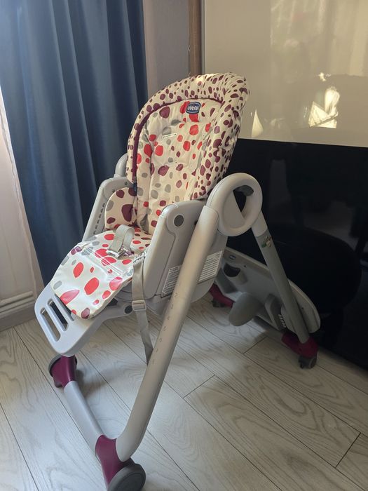 Scaun de masa Chicco Polly Progres 5 in 1, Cherry, 0 luni+