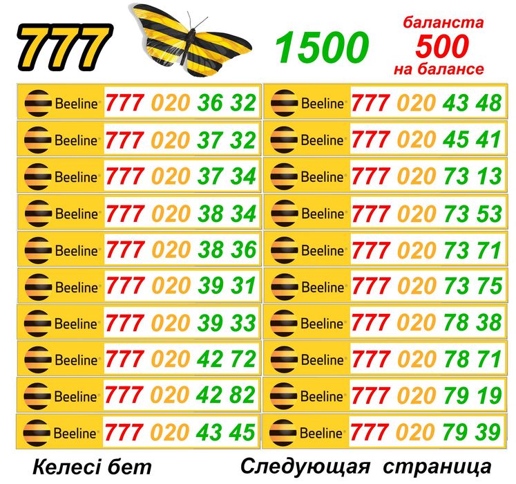 Сим карты . Номера  Билайн. Серия 777