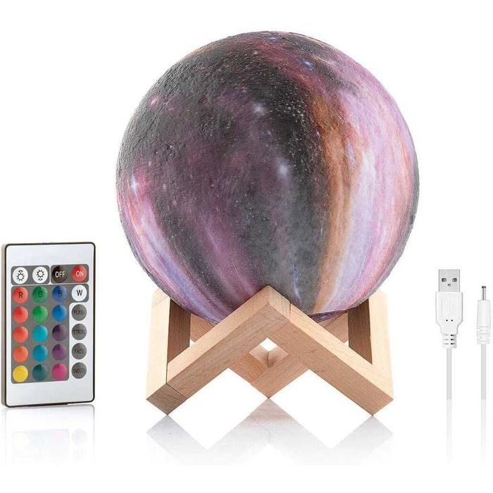 Lampa luna 3D reincarcabila USB 16 culori control tactil + telecomanda