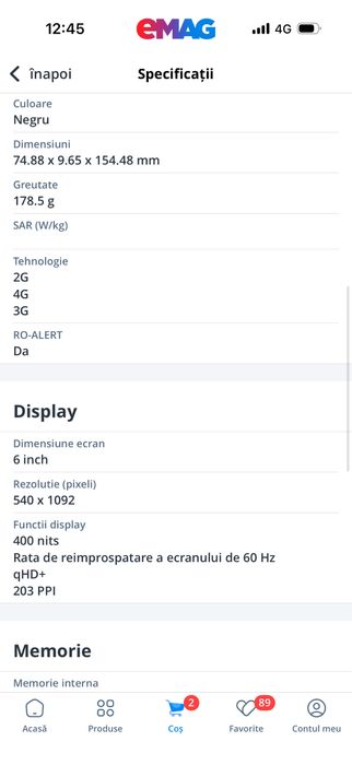 Telefon mobil TCL 501, 2GB RAM, 32GB, 4G, Prime Black
