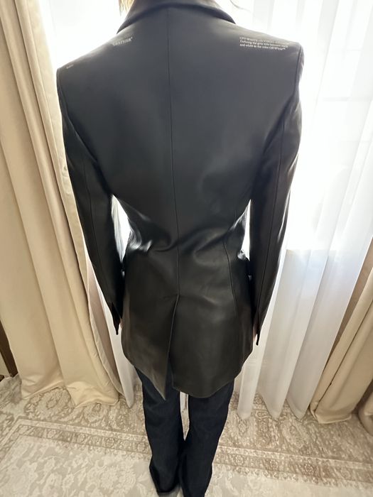 кожаный пиджак off white