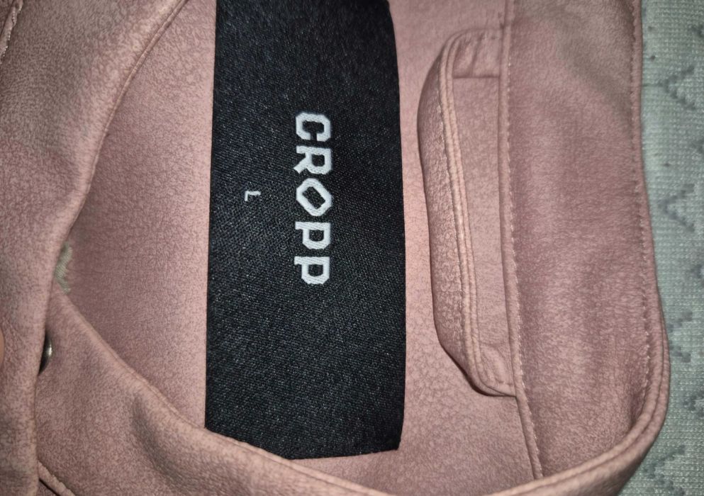 Geacă cropp roz design ca la șoferii de curse -L